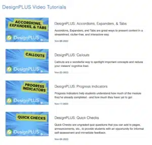 DesignPLUS Video Tutorials list