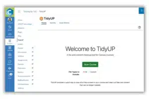 TidyUP welcome screen in Canvas