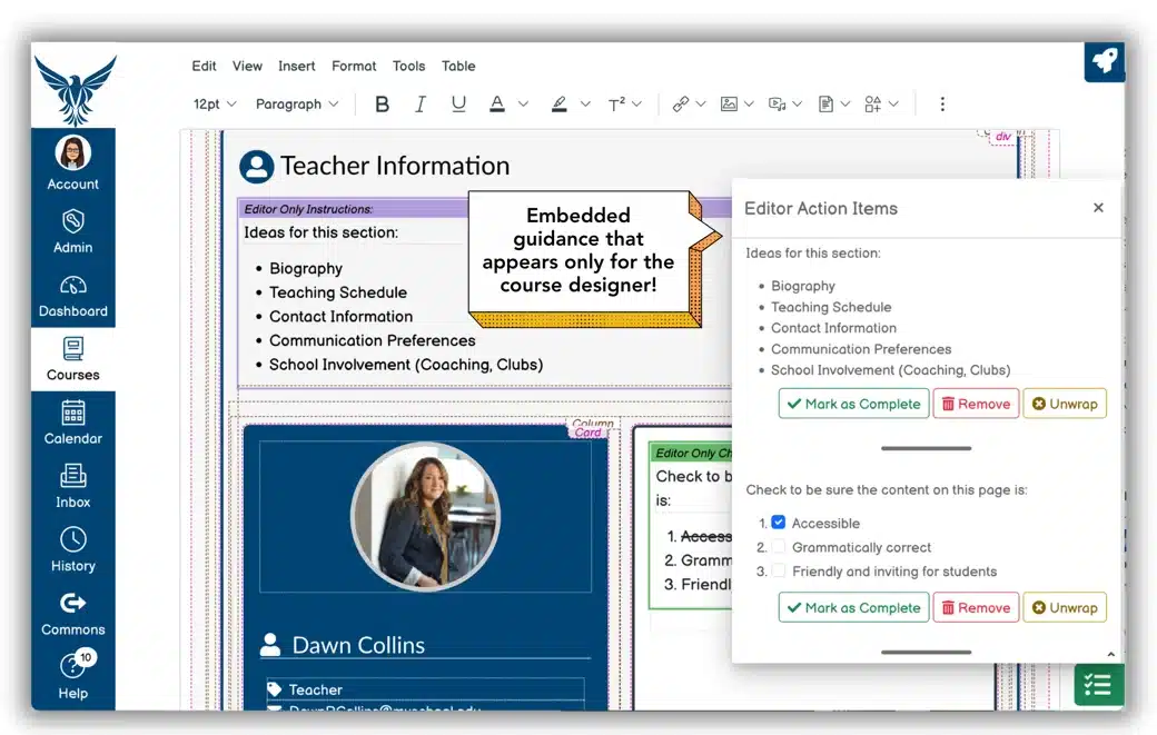 alt="Editor Action Items popup next to Canvas home page"