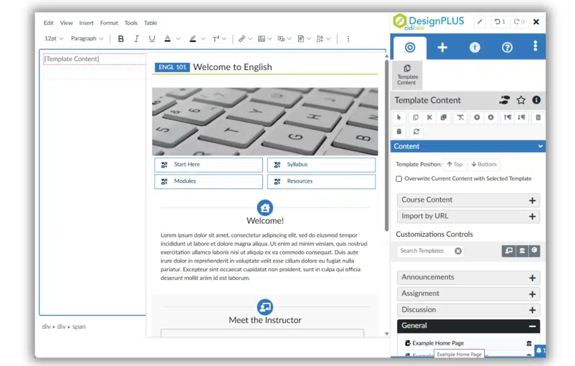 Direct template access from the Canvas editor using the DesignPLUS Sidebar
