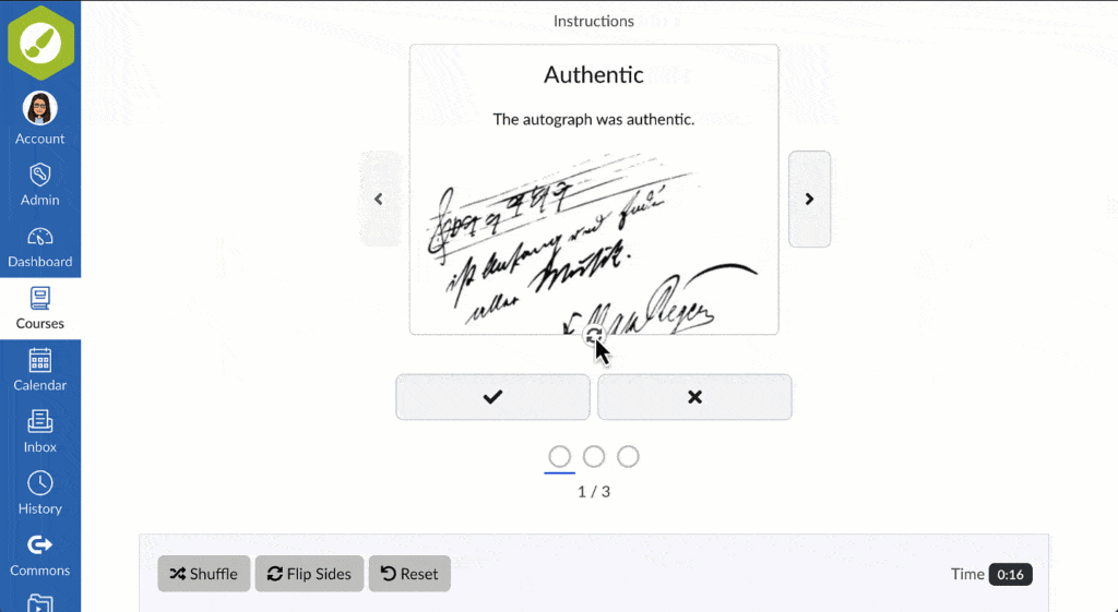 Vocabulary flashcards being flipped and marked as known or unknown