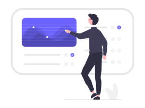 person monitoring their learning and selecting from options